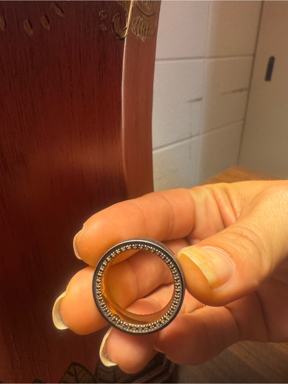 Men's Black and Silver Beaded Ring - Stylish Accessory